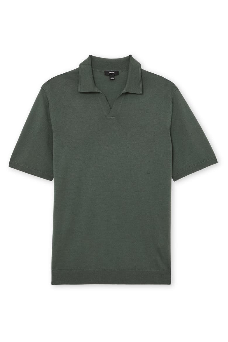 Duchie Johnny Collar Short Sleeve Wool Polo Sweater, Alternate, color, DARK GREEN