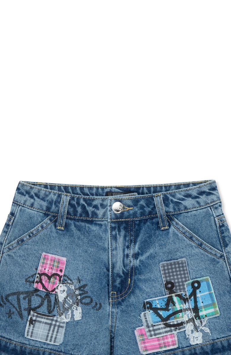 Truce Lace Trim Appliqué Denim Shorts, Alternate, color, 