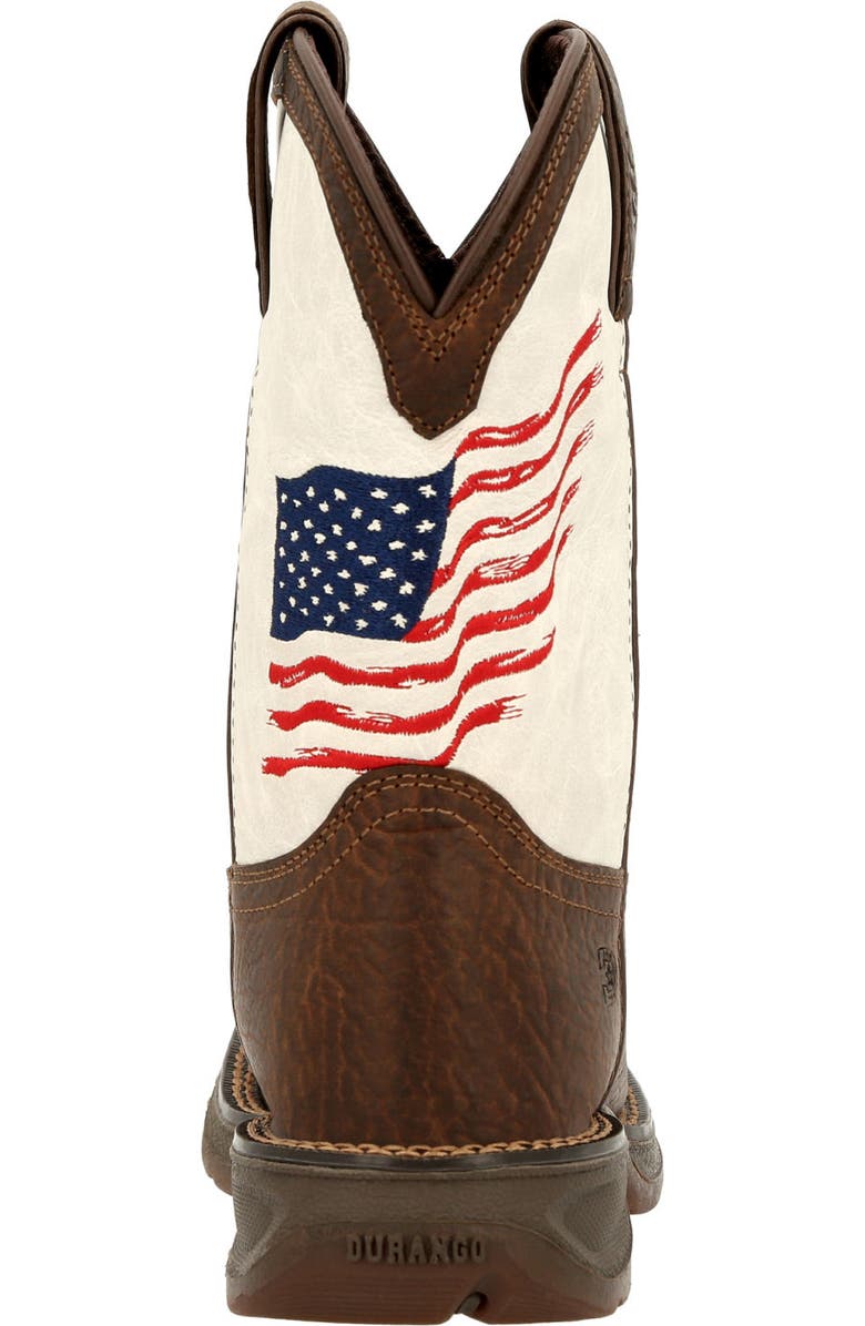 DURANGO Lil' Big Kids Distressed Flag Western Boot, Alternate, color, Bay Brown And White