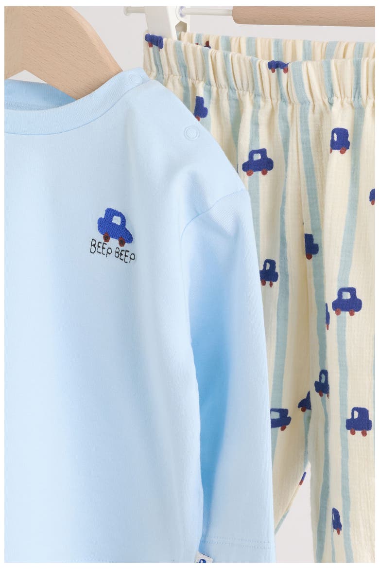 Car Long Sleeve T-Shirt & Pants Set, Alternate, color, BLUE
