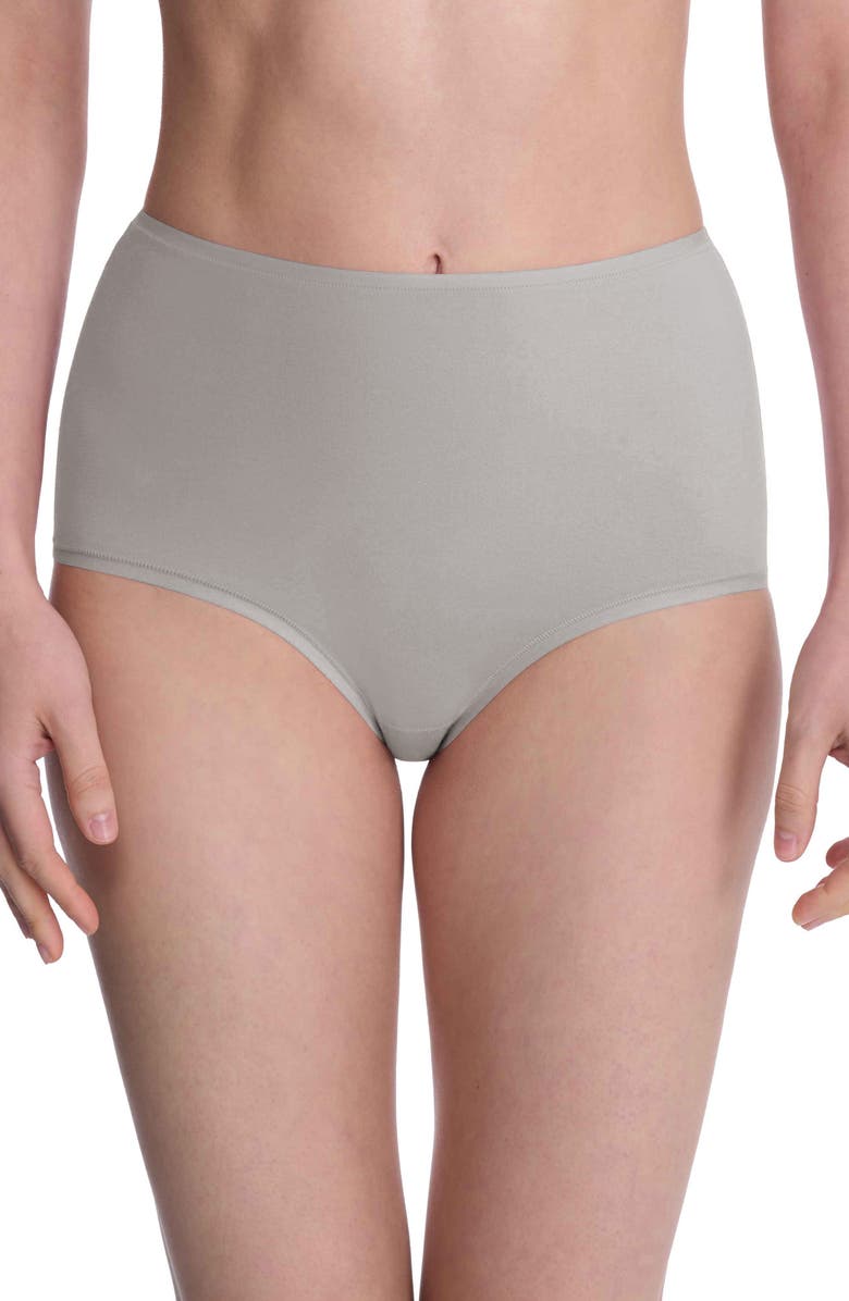 Natori Bliss Bare Cotton High Waist Briefs, Main, color, Grey Sky