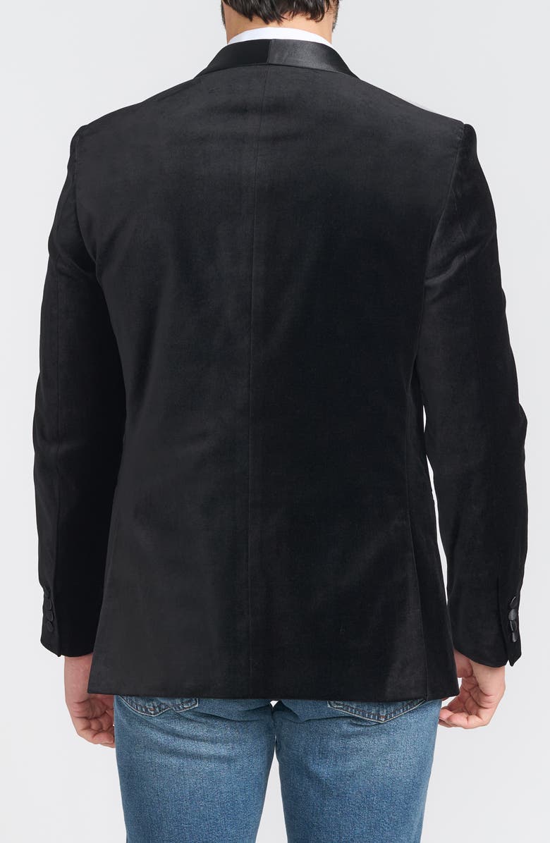 SAVILE ROW CO Black Satin Shawl Collar Slim Fit Velvet Jacket, Alternate, color, Black
