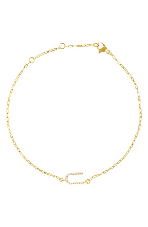 Pavé Cubic Zirconia Initial Anklet