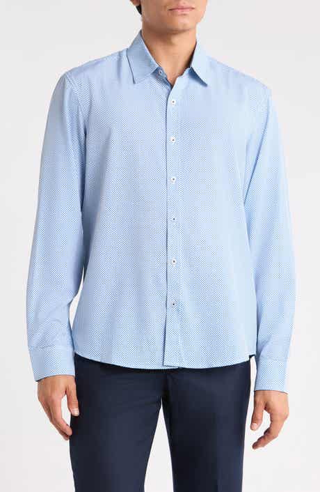 Printed Performance Long Sleeve Button-Up Shirt