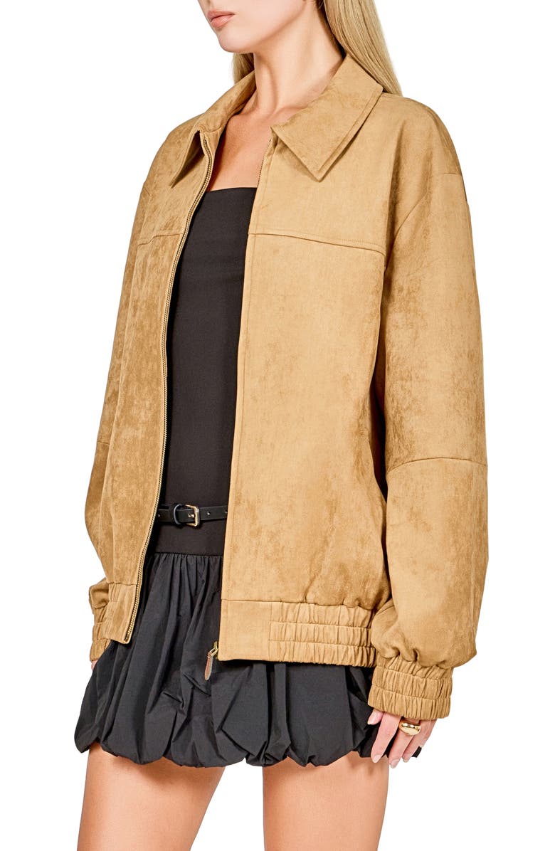 Endless Rose Faux Suede Work Jacket, Alternate, color, Camel