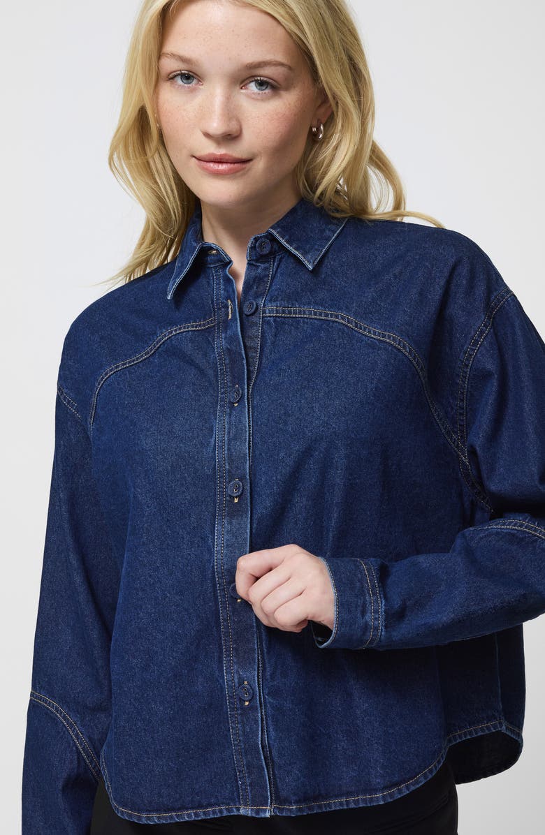 French Connection Archie Crop Denim Shirt, Alternate, color, Archie Denim