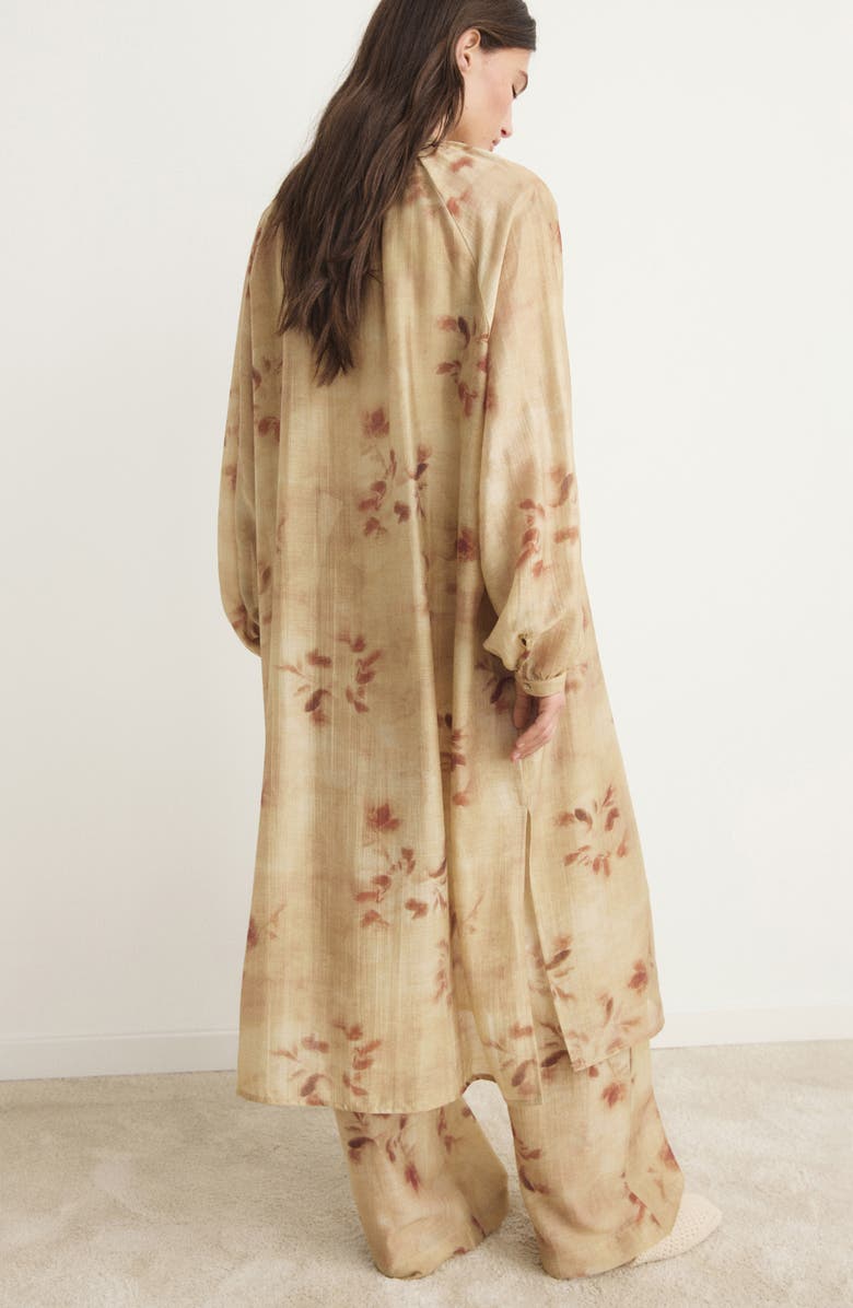 MANGO Leaf Print Caftan, Alternate, color, Sand