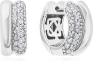 Crislu Pavé Double Huggie Hoop Earrings