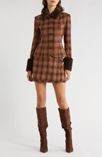 x Sara Walker Emily Plaid Fray Miniskirt