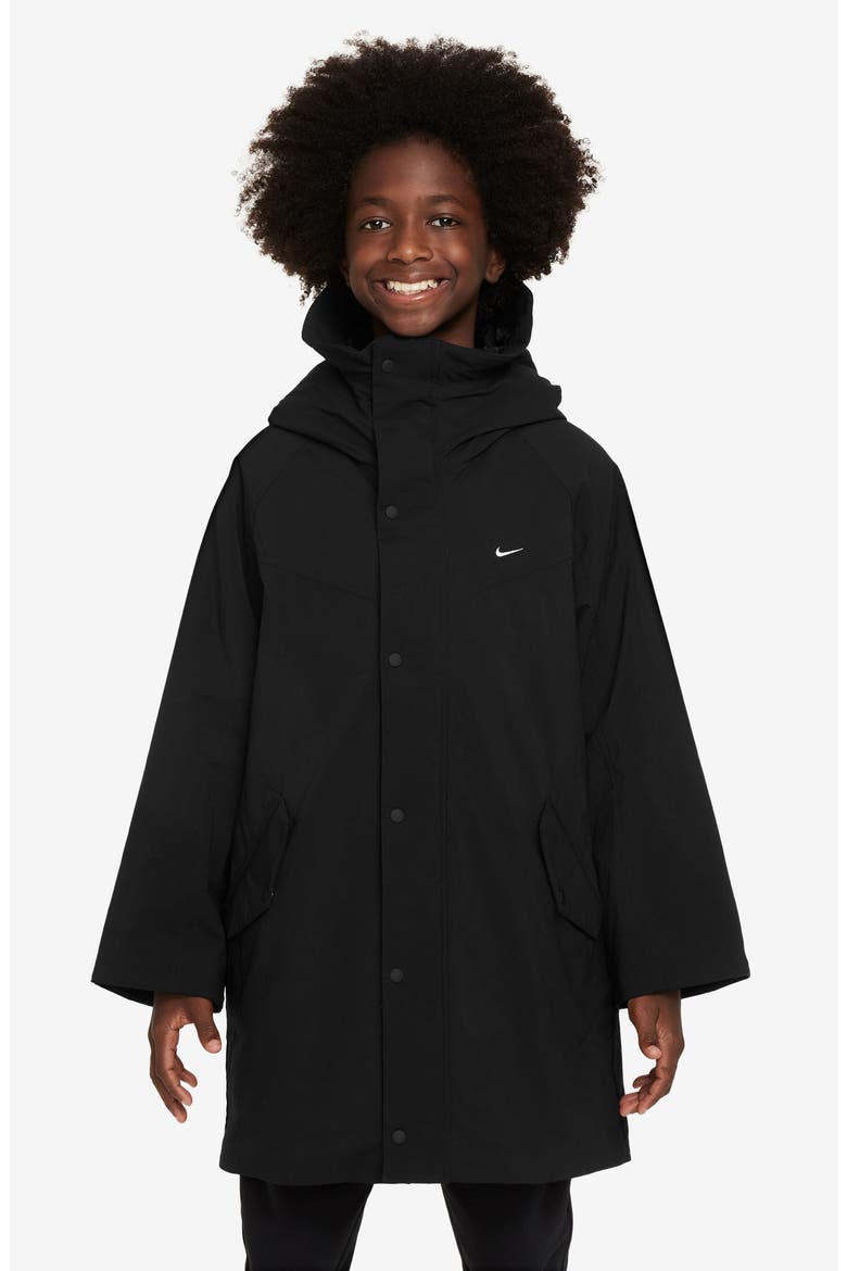 Kids' Sportswear Metro Ground Water Repellent Oversize Grand Parka, Main, color, 010 BLACK/BLACK/WHITE