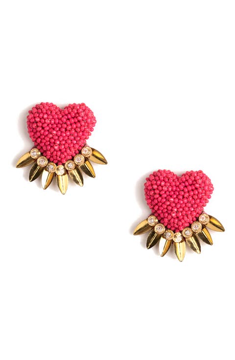 Danika Beaded Fringe Heart Stud Earrings