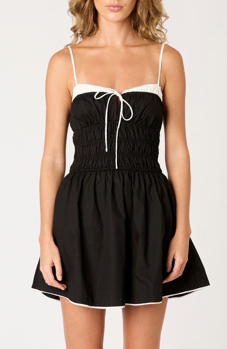 Nia Lainey Cotton Mini Sundress, Alternate, color, Black
