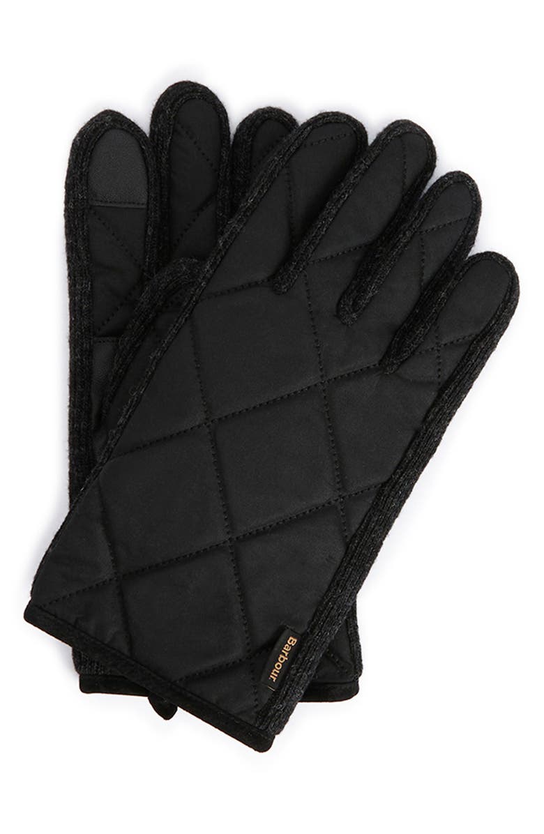 Barbour Westerndale Quilted Touchscreen Gloves, Main, color, Black