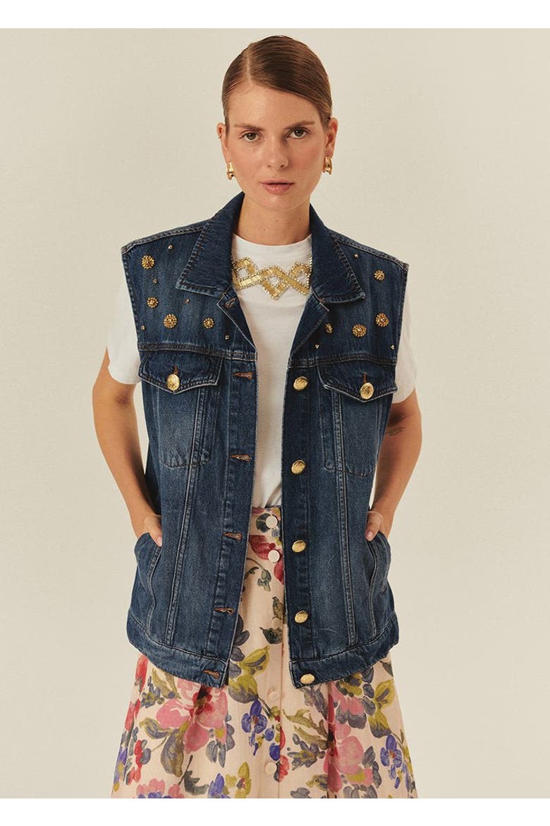 Serena Denim Vest, Alternate, color, INDIGO