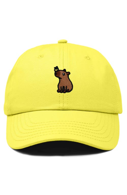 Dalix Capybara Embroidered Everyday Hat In Yellow