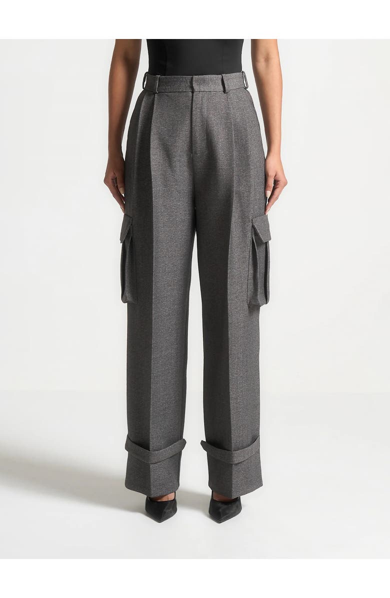 Manière De Voir Danielle Tailored Pleated Cargo Trousers, Main, color, Grey Marl