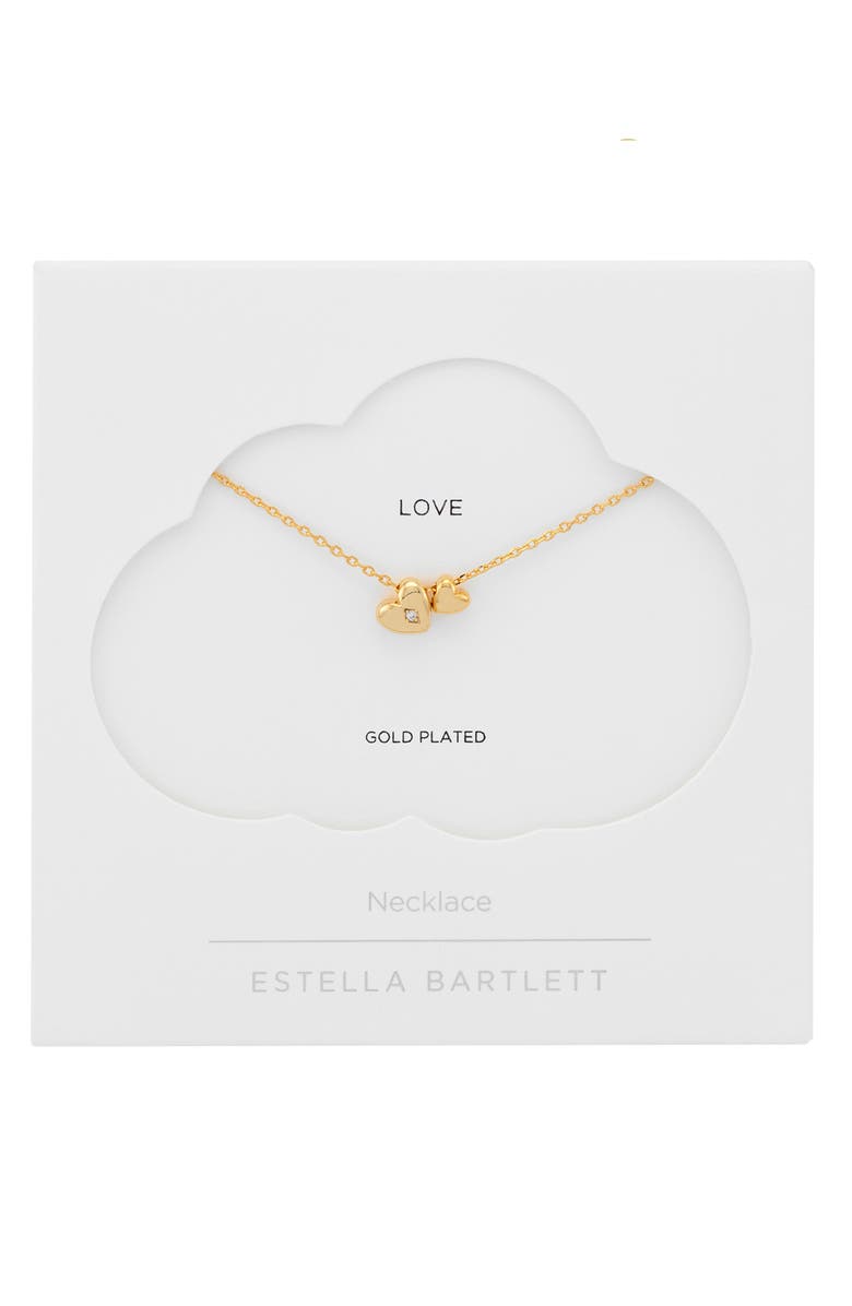 Estella Bartlett Double Heart & Cubic Zirconia Necklace, Alternate, color, Gold