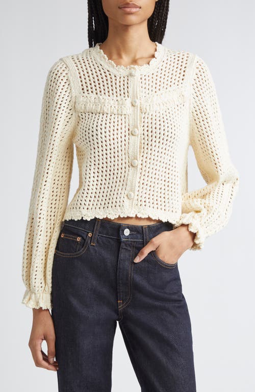 Cinq À Sept Ione Open Stitch Crop Cardigan In White