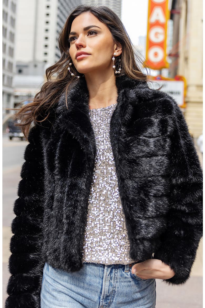 Maven Faux Fur Jacket, Alternate, color, BLACK