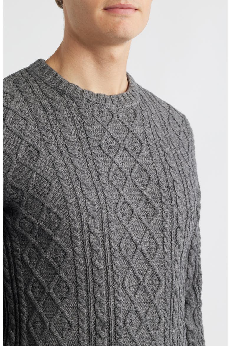 Foyer Cable Stitch Cotton & Wool Blend Sweater, Alternate, color, COAL