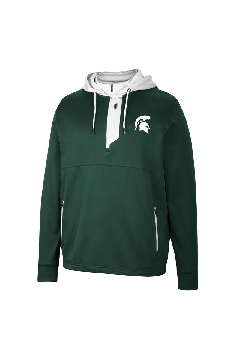 COLOSSEUM Men's Colosseum Green Michigan State Spartans Luge 3.0 Quarter-Zip Hoodie, Alternate, color, 