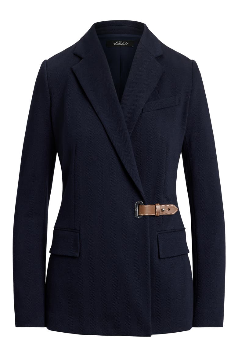 Herringbone Jacquard Buckle Blazer, Alternate, color, LAUREN NAVY
