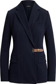 Lauren Ralph Lauren Herringbone Jacquard Buckle Blazer