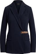 Lauren Ralph Lauren Herringbone Jacquard Buckle Blazer