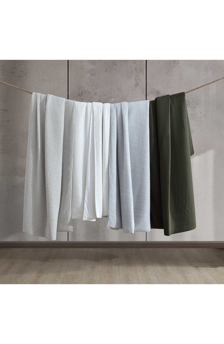 Kenneth Cole Solid Waffle Knit King Duvet Cover & Sham Set, Alternate, color, Lt-Pastel Blue