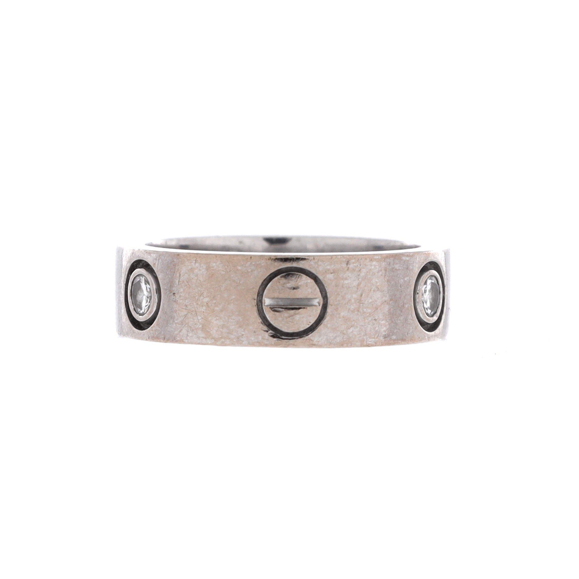 Love 3 Diamonds Band Ring 18K White Gold with Diamond, Alternate, color, Metallic Gold