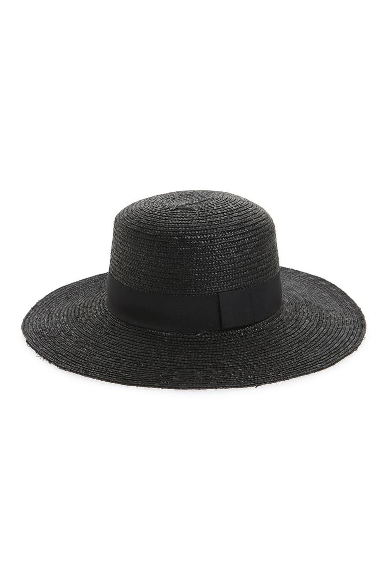 Wide Brim Boater Hat, Main, color, BLACK