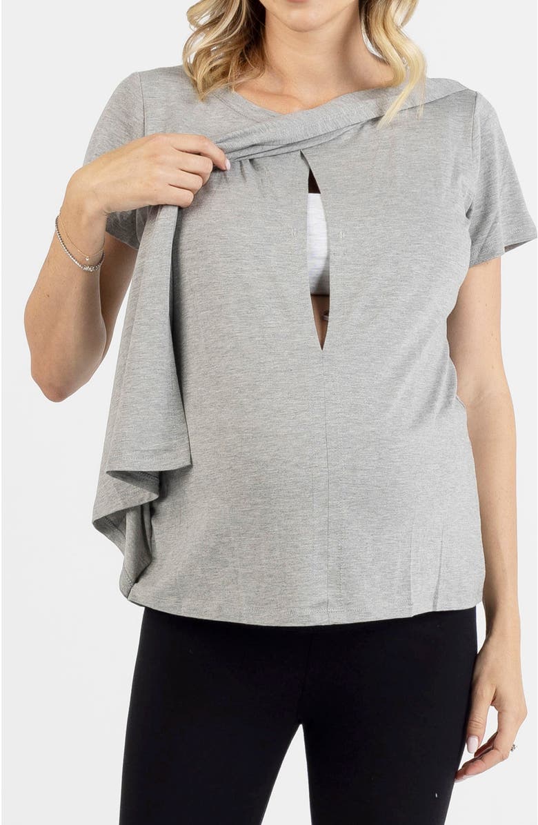 Angel Maternity Monique Maternity Nursing Petal Top, Alternate, color, Grey