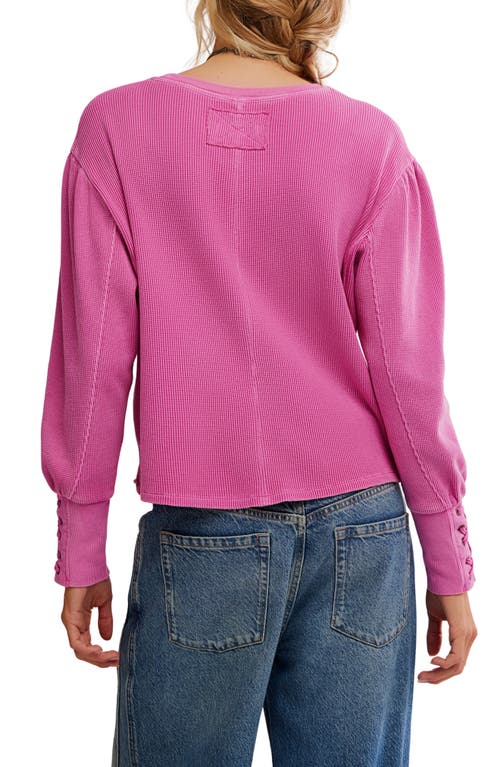 Free People Lapis Lace-up Cuff Cotton Thermal Top In Pink