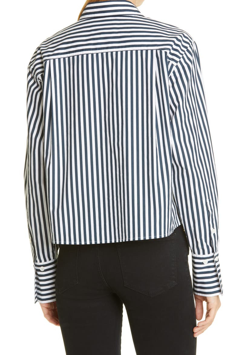 The Cutoff Stripe Oversize Shirt, Alternate, color, NAVY MULTI