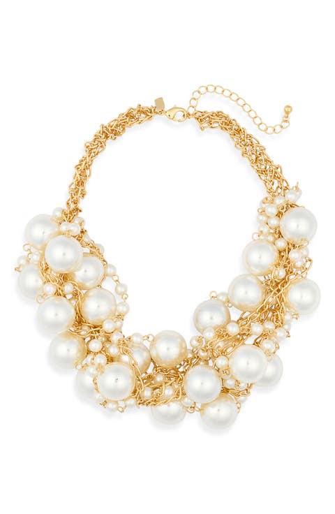 Faux Pearl Statement Necklace