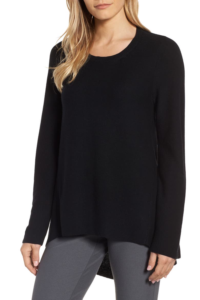 Organic Cotton Tunic Sweater, Main, color, BLACK
