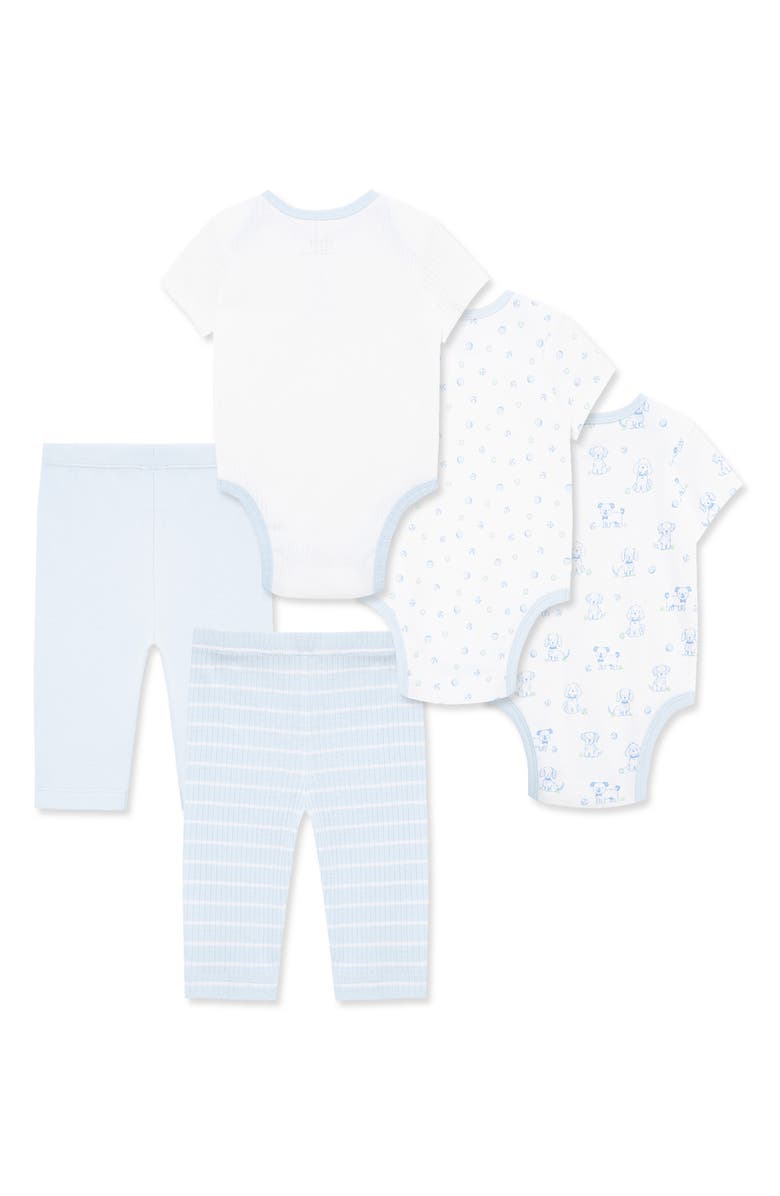 Little Me Puppies 5-Piece Assorted Bodysuits & Pants Set, Alternate, color, Blue