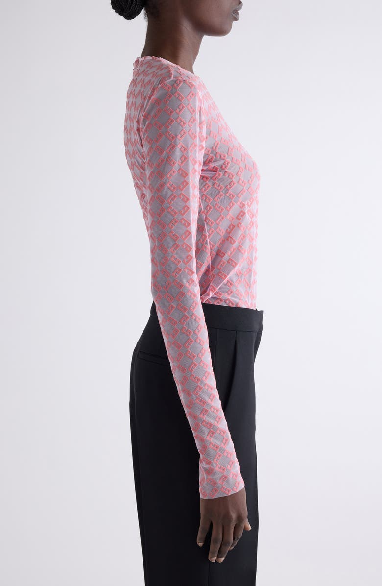 Givenchy Monogram 72 Mesh Fitted Bodysuit, Alternate, color, Skin Rose