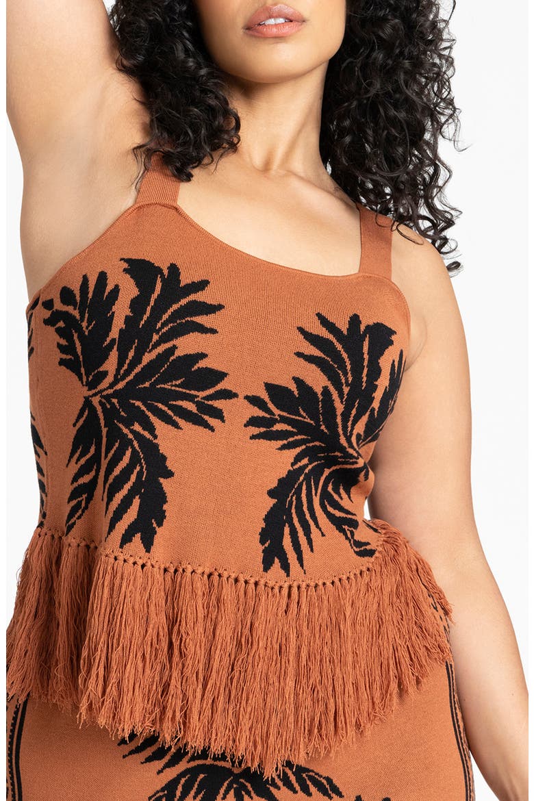 Fringe Crop Sleeveless Sweater, Main, color, PALM PRINT