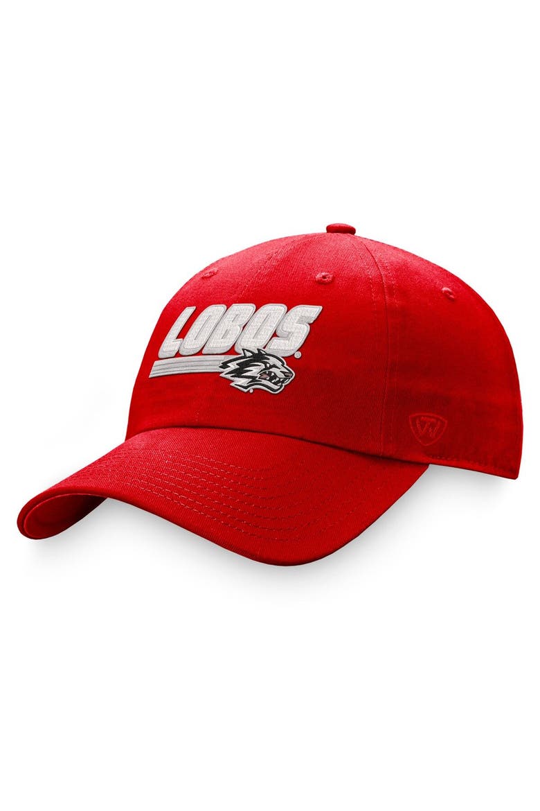 Men's Top of the World Red New Mexico Lobos Slice Adjustable Hat, Main, color, Red