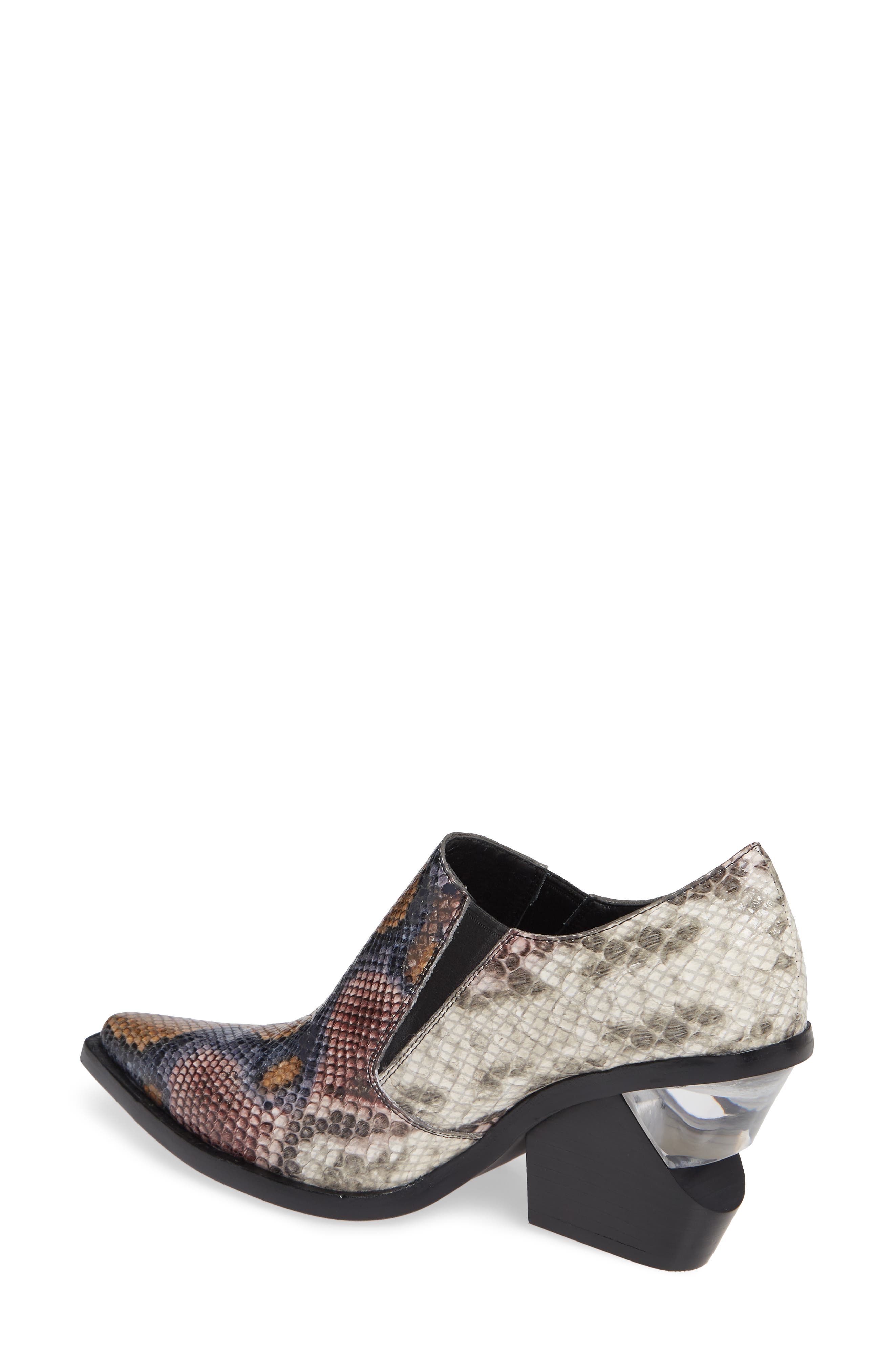 Flux Notched Heel Bootie, Alternate, color, GREY WINE SNAKE BLACK