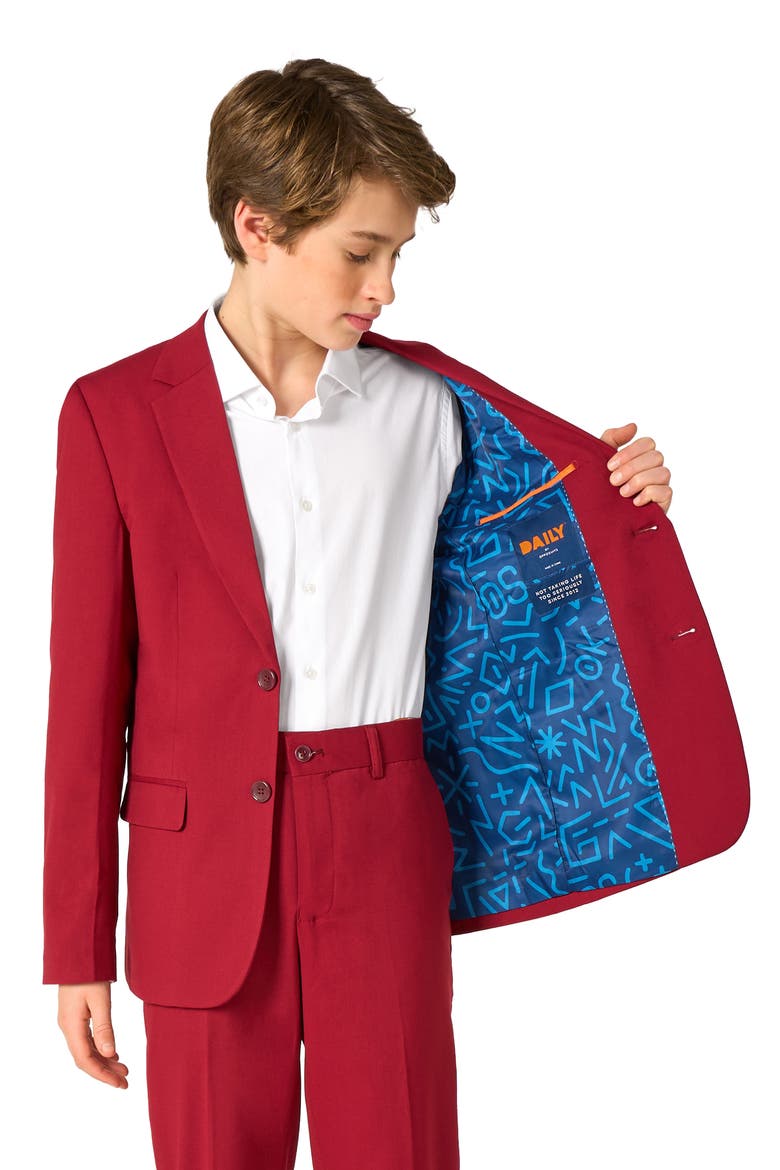Kids' Daily Bright Burgundy Stretch Suit, Alternate, color, RED