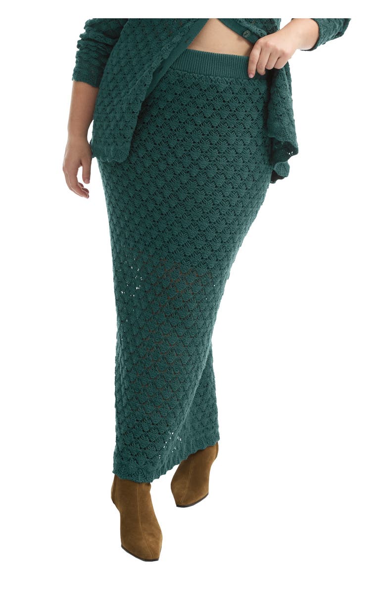 June + Vie Crochet Column Skirt, Main, color, Dark Pine Green