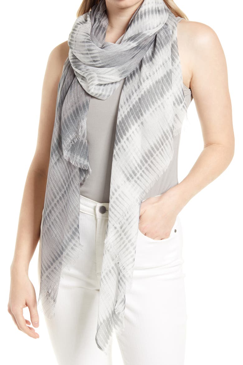 Print Modal & Silk Scarf, Main, color, GREY HYBRID DOT DYE