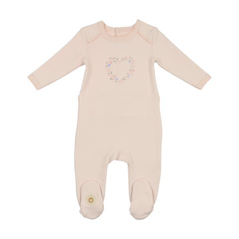 Ely's & Co Mauve Velour Floral Heart Footie