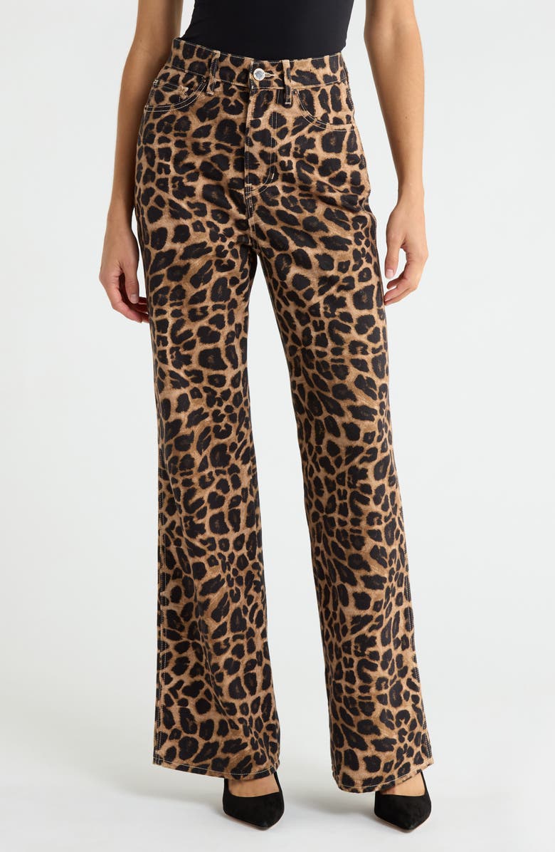Veronica Beard Taylor High Waist Flare Jeans, Main, color, Washed Leopard