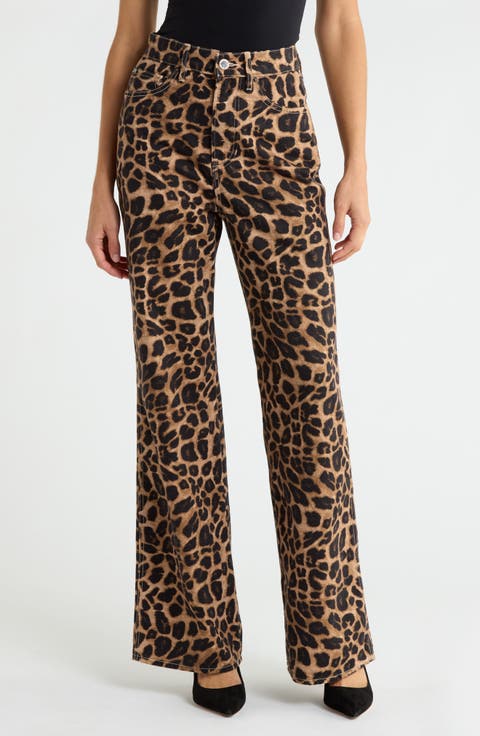 Taylor High Waist Flare Jeans (Washed Leopard)