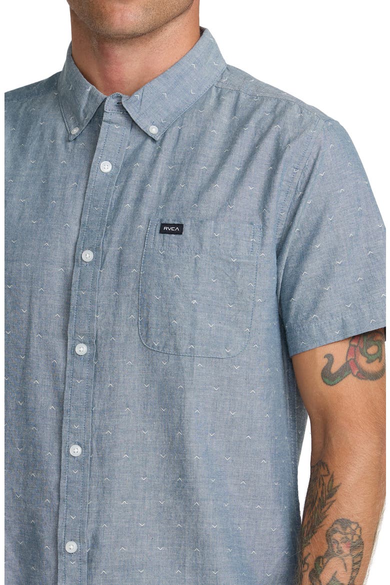 That'll Do Slim Fit Solid Short Sleeve Cotton Button-Down Shirt, Alternate, color, VINTAGE NAVY