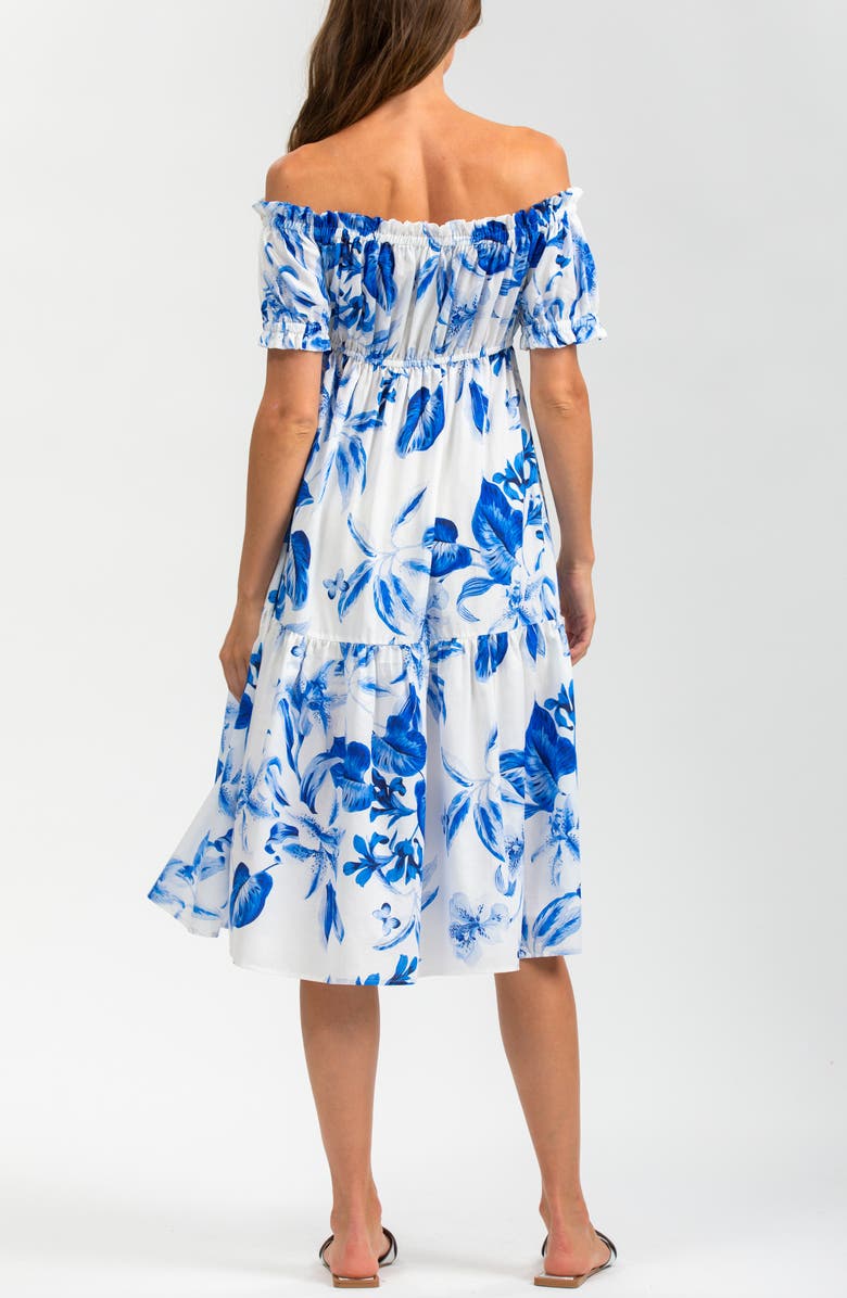 PIETRO BRUNELLI MATERNITY Ruched Strapless Maternity Midi Dress, Alternate, color, Bright Blue