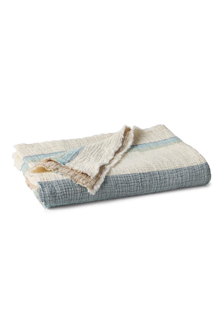 Topanga Organic Cotton Matelassé Throw, Main, color, DUSK STRIPE